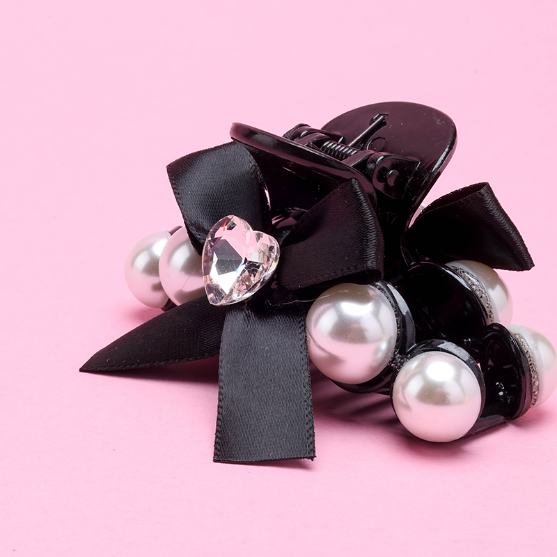 8 cm Bow Pearl Medium Hair Claw Clip