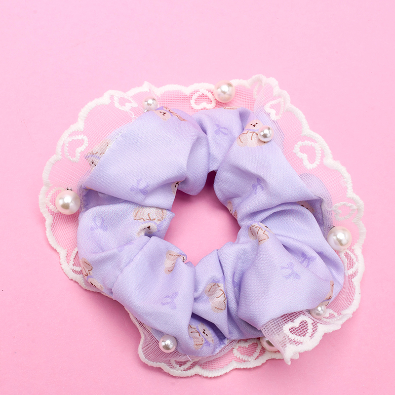 Boxed Beaded Peach Heart Yarn Edge Intestinal Ring Nylon Polyester Hair Scrunchie 4012101871
