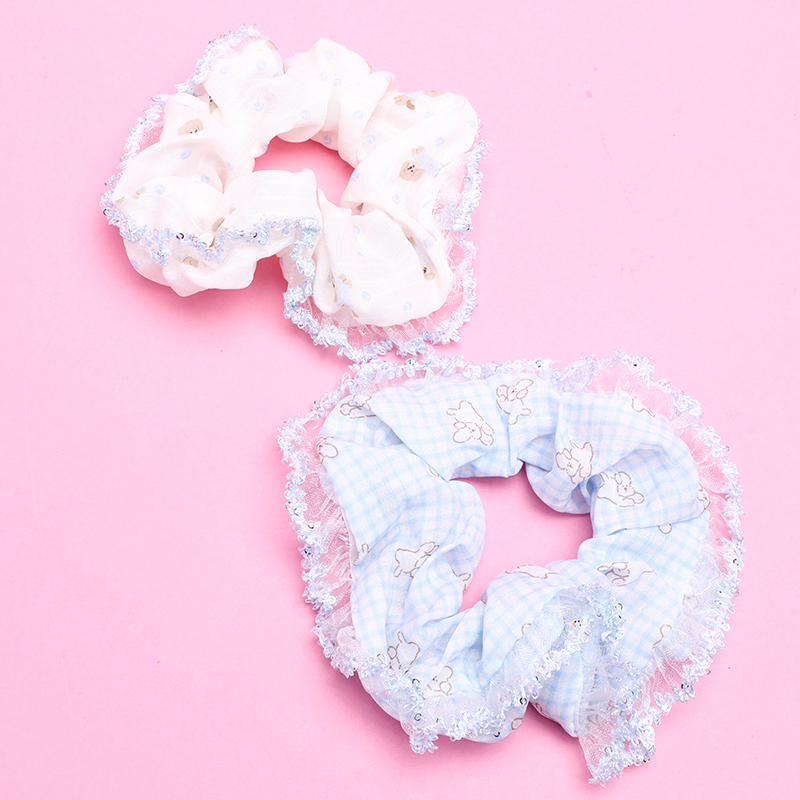 Korean Gauze Lace Edge Polyester Hair Scrunchie 4012101905