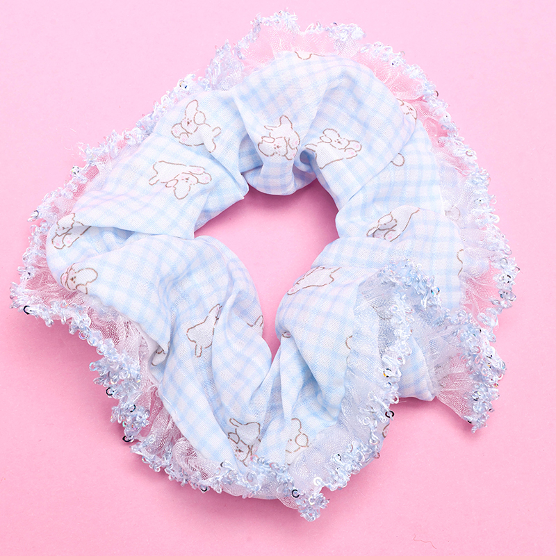 Korean Gauze Lace Edge Polyester Hair Scrunchie 4012101905