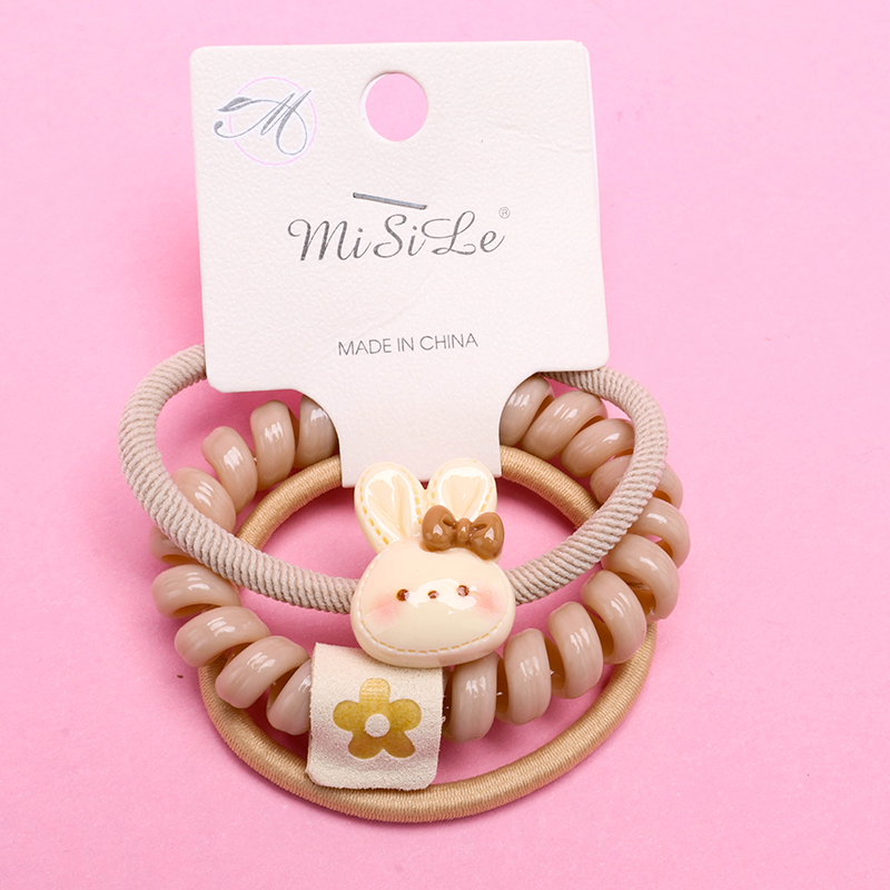 Curry Rabbit Head Standard Combination Rubber Band 3 Nylon Hair Tie 4012202364