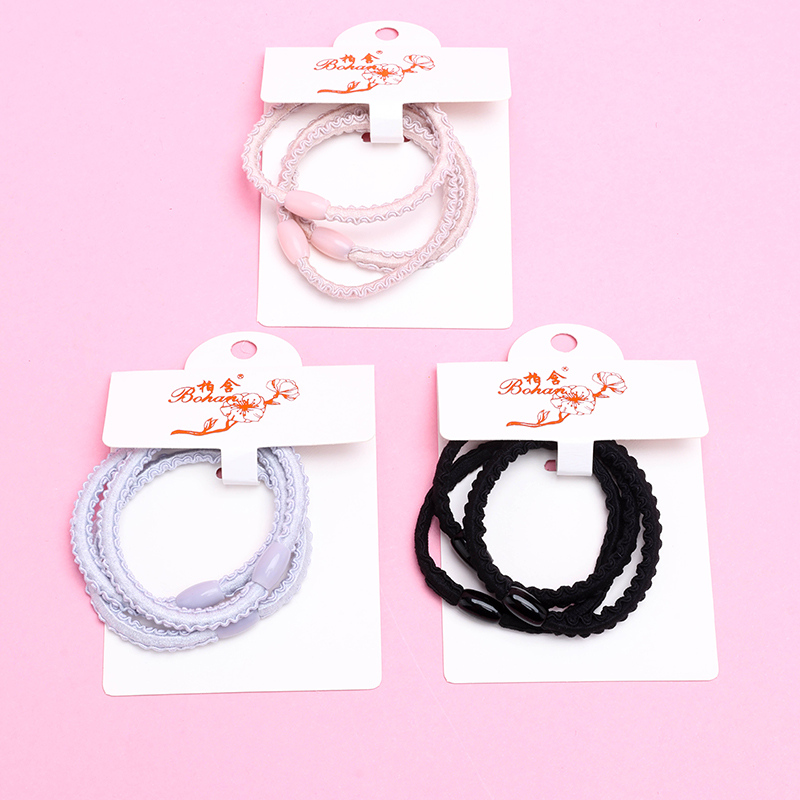 Boxed Three Ruffled Flat Bands Nylon Hair Tie 4012202400