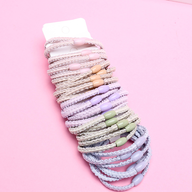 Three Light-Colored Ruffled Rubber Bands Nylon Hair Tie 4012202402