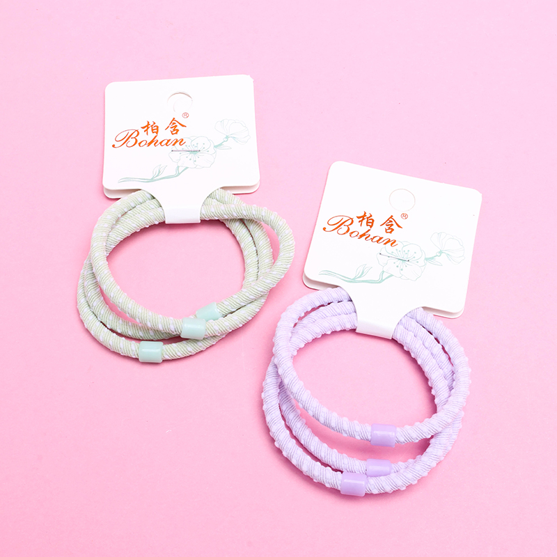 Three Spring-Colored White-Dot Twill Bands Nylon Hair Tie 4012202403