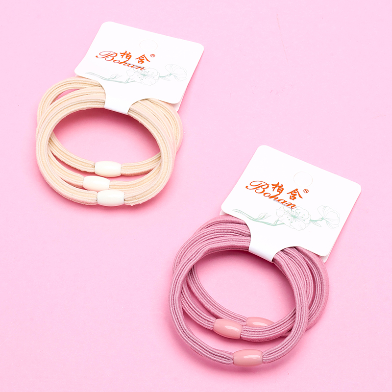 Three Morandi Fangzheng Rubber Bands Nylon Hair Tie 4012202405