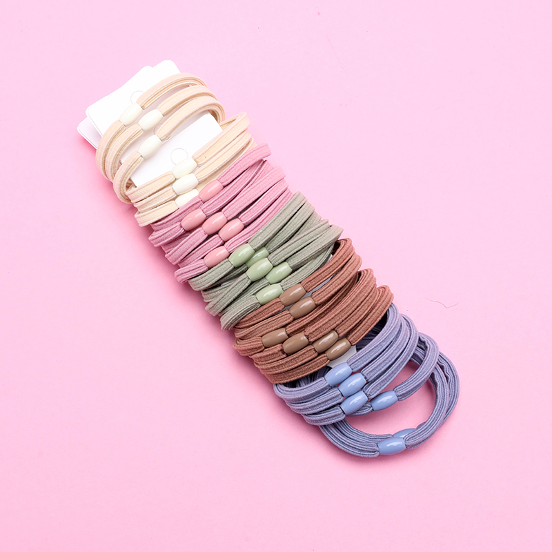 Three Morandi Fangzheng Rubber Bands Nylon Hair Tie 4012202405