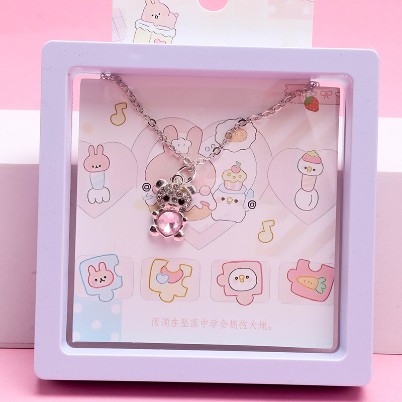 Diamond Zircon Bear Necklace
