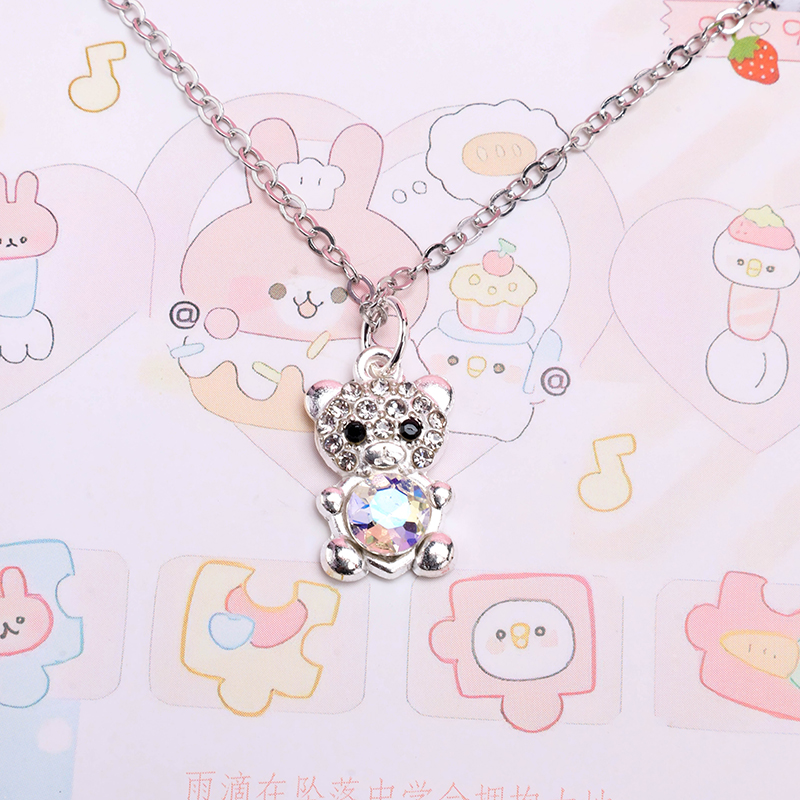 Diamond Zircon Bear Necklace