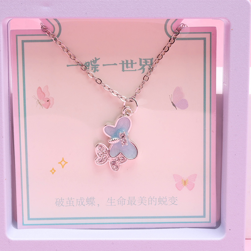 Asymmetric Butterfly Enamel Necklace