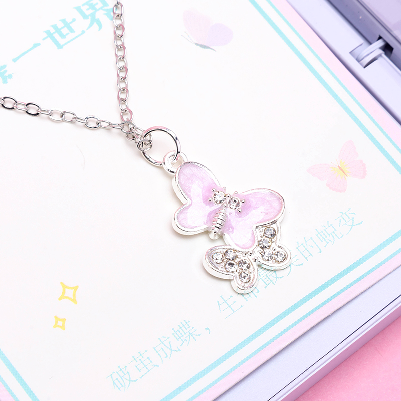Asymmetric Butterfly Enamel Necklace