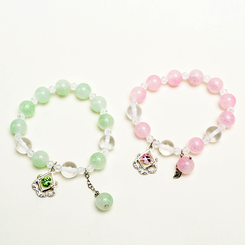 Gold Powder Jelly Bead Rhinestone Bracelet Glass 4021001187
