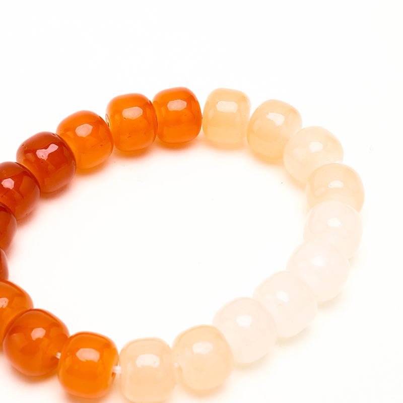 Orange Yellow Gradient Barrel Beaded Bracelet Glass 4021001207