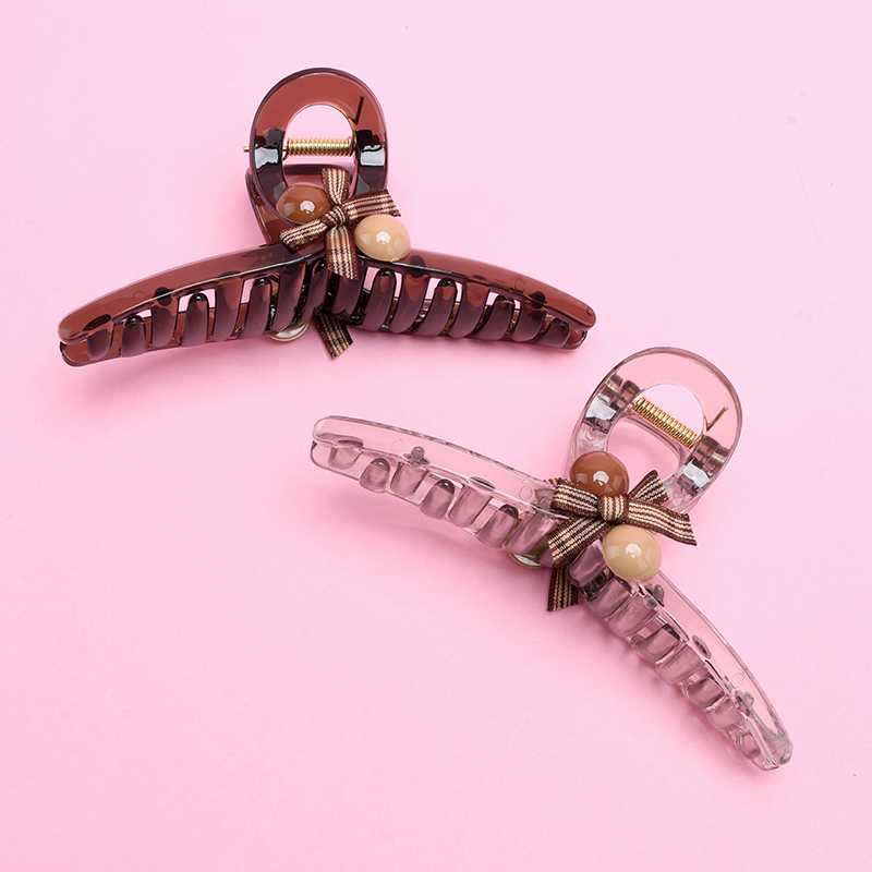 13 cm Brown Beads Bow Tie Hair Claw Clip GPPS 4011801261