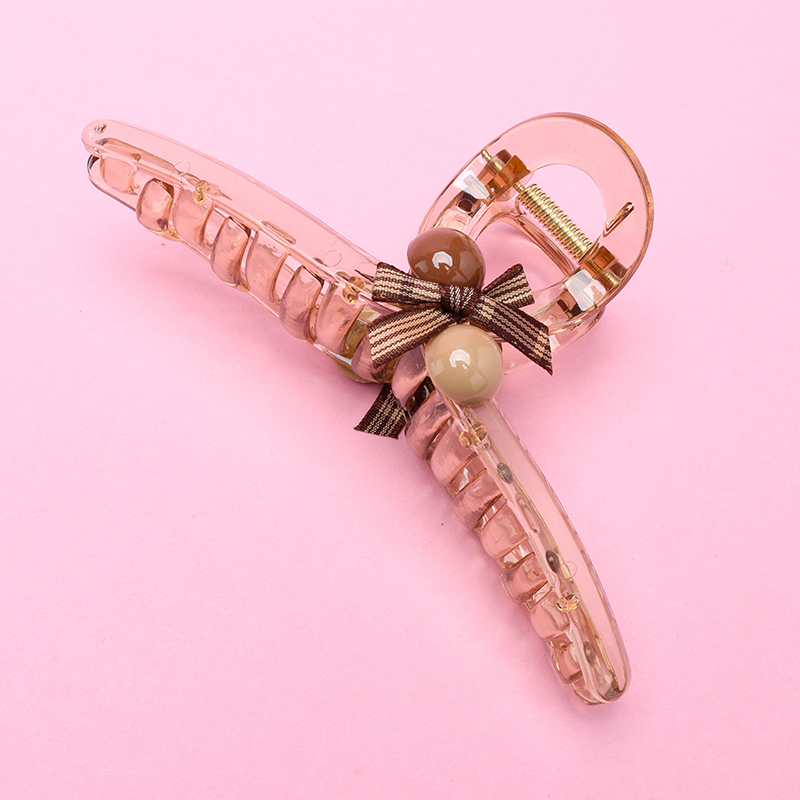 13 cm Brown Beads Bow Tie Hair Claw Clip GPPS 4011801261