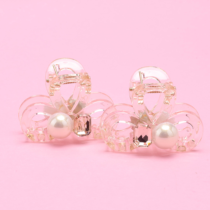 Boxed Champagne Pearl Crystal Small Hair Claw Clip PC 4011900402
