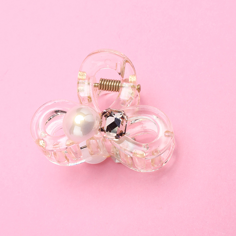 Boxed Champagne Pearl Crystal Small Hair Claw Clip PC 4011900402