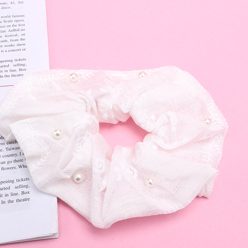 Boxed Gauze Embroidery Bead Scrunchie 4012101678