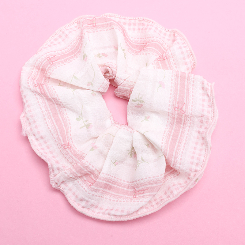 Pastoral-Style Printed Hem Polyester Hair Scrunchie 4012101928