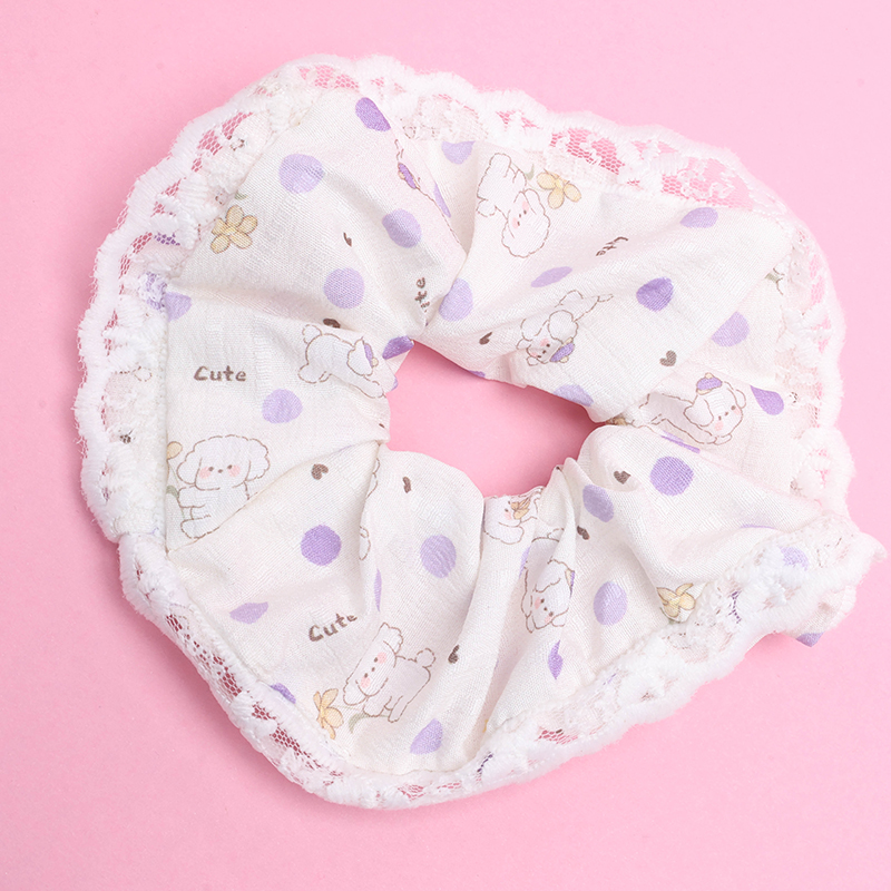 Puppy Print Lace Colon Ring Cloth Hair Scrunchie 4012101940