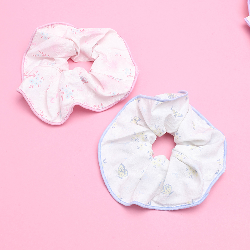 Butterfly-Printed Hem Cloth Hair Scrunchie 4012101943