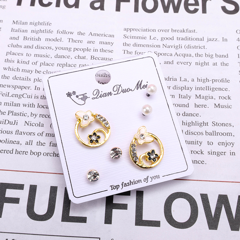 3 Pair Long Hollow Flower Ear Stud