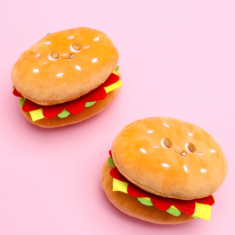 Plush Embroidered Hamburger Charm