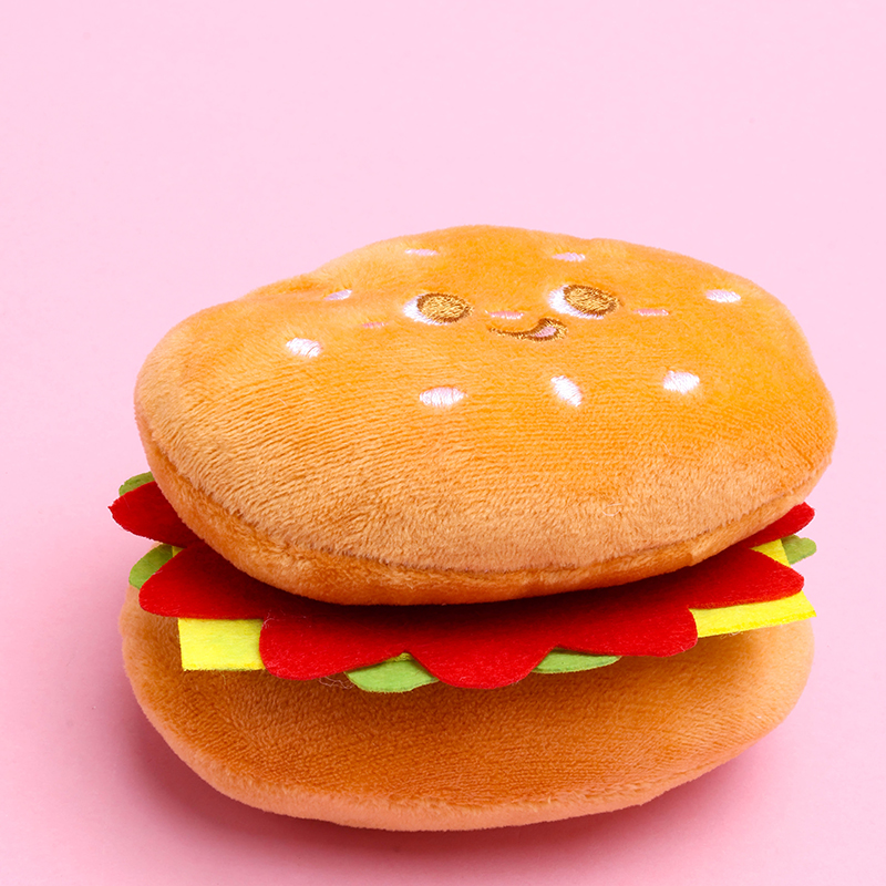 Plush Embroidered Hamburger Charm