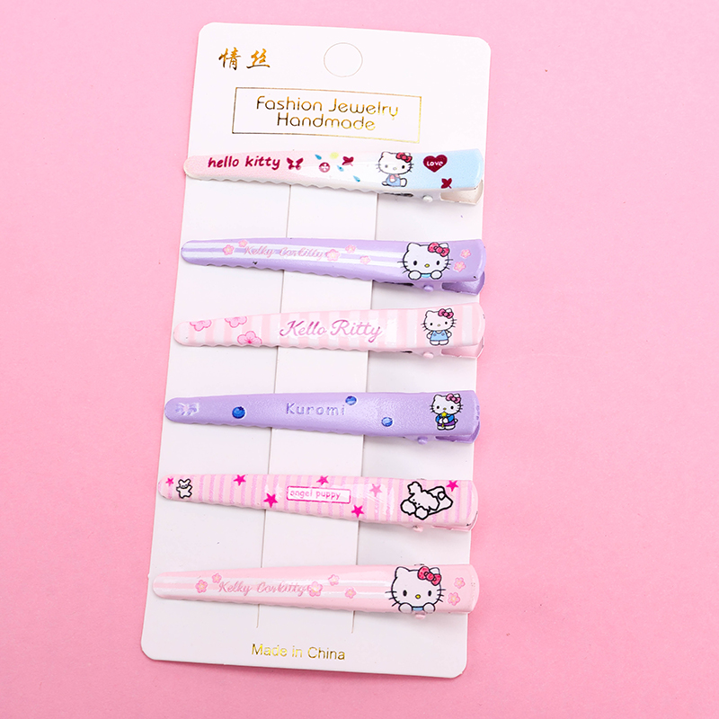 Six New Cartoon Print Pointed Duckbill Hair Clip Alloy 4010402775