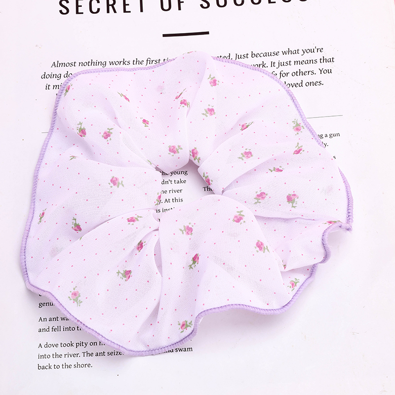 Basket with Fresh Floral Crushed Edges Fabric Hair Tie