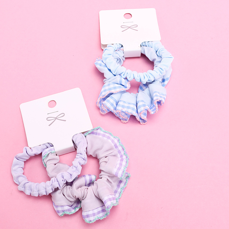 Box Plaid Lace Fabric Hair Scrunchie 4012101884
