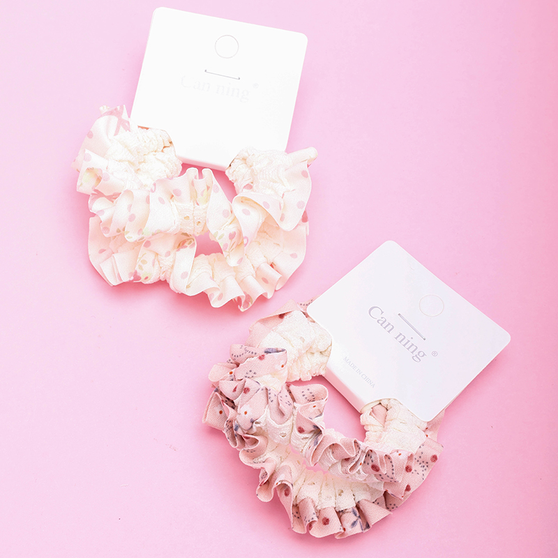 Boxed 2 Openwork Printed Lace Fabric Hair Tie