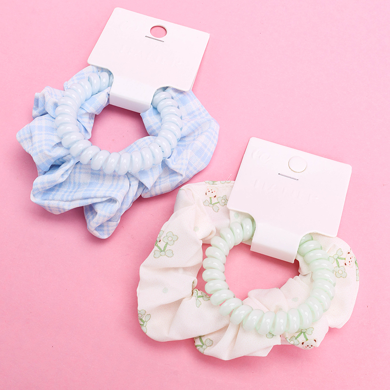 Boxed Two Printed Spiral Coil Nylon Hair Tie