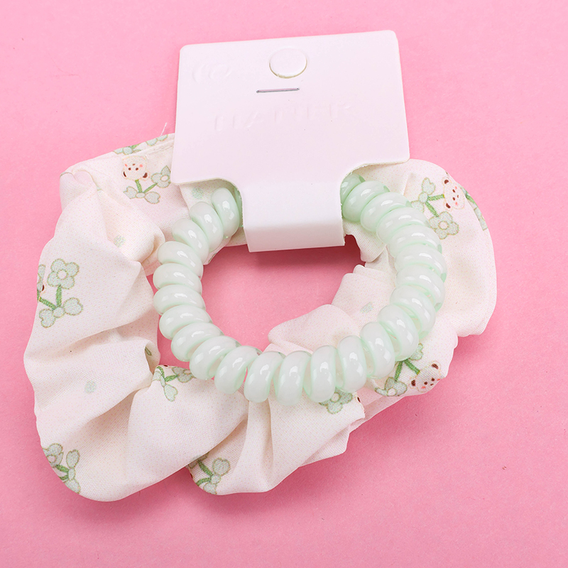 Boxed Two Printed Spiral Coil Nylon Hair Tie