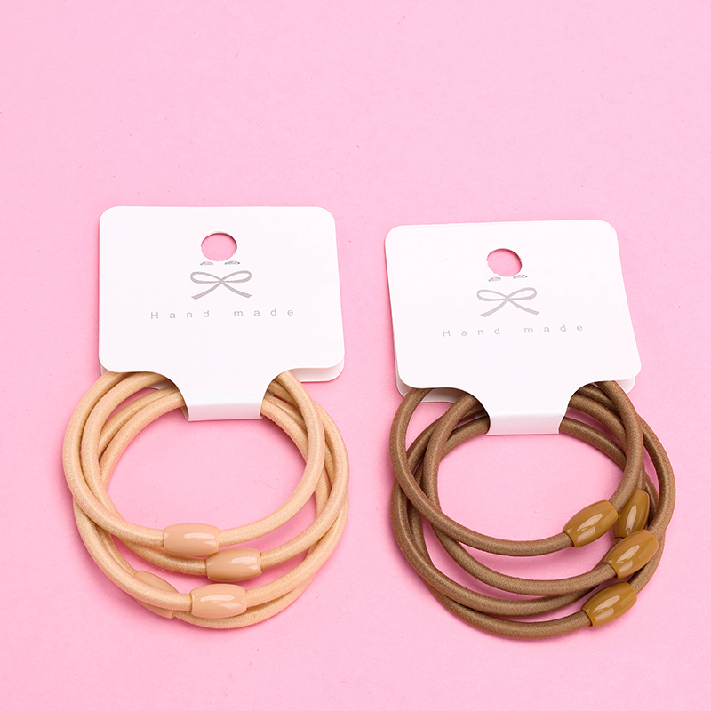 Four Milk Tea Colored Bead Hair Ties