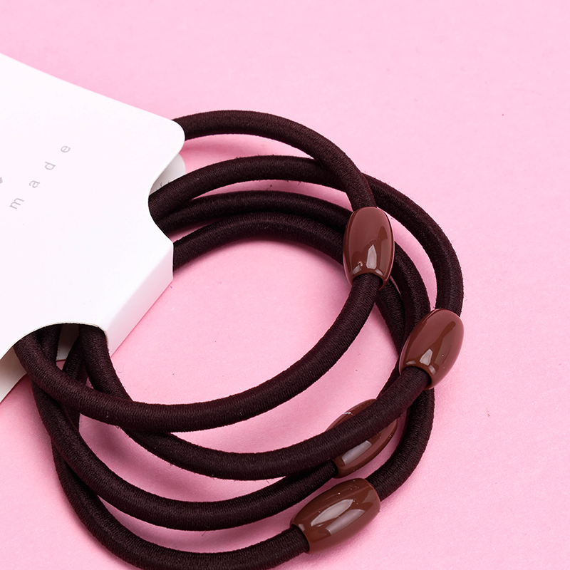 Four Milk Tea Colored Bead Hair Ties