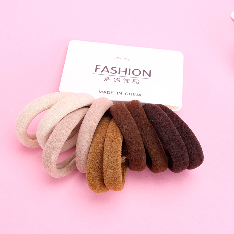 10 Milk Tea Cotton Rubber Hair Bands