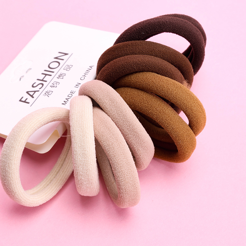 10 Milk Tea Cotton Rubber Hair Bands
