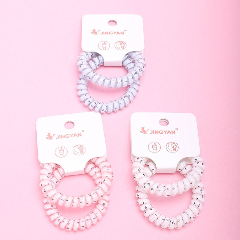 Solid Color Printed Telephone Hair Ties 2-Pack