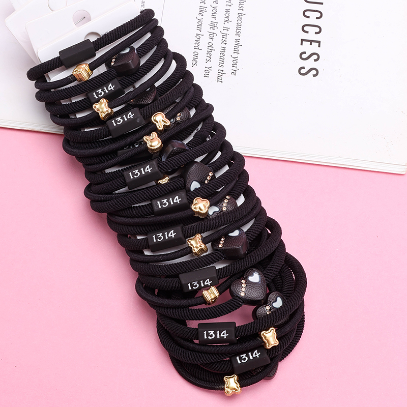 Black Nylon Rubber Hair Elastic