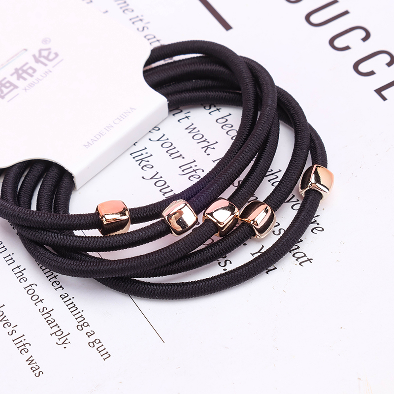 Milk Gold Square Black Hair Ties 5-Pack