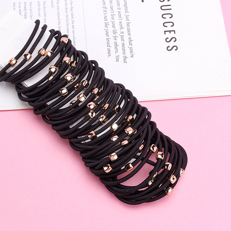 Milk Gold Square Black Hair Ties 5-Pack
