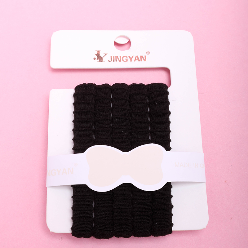 Boxed Five Black Bamboo Cotton Hair Ties