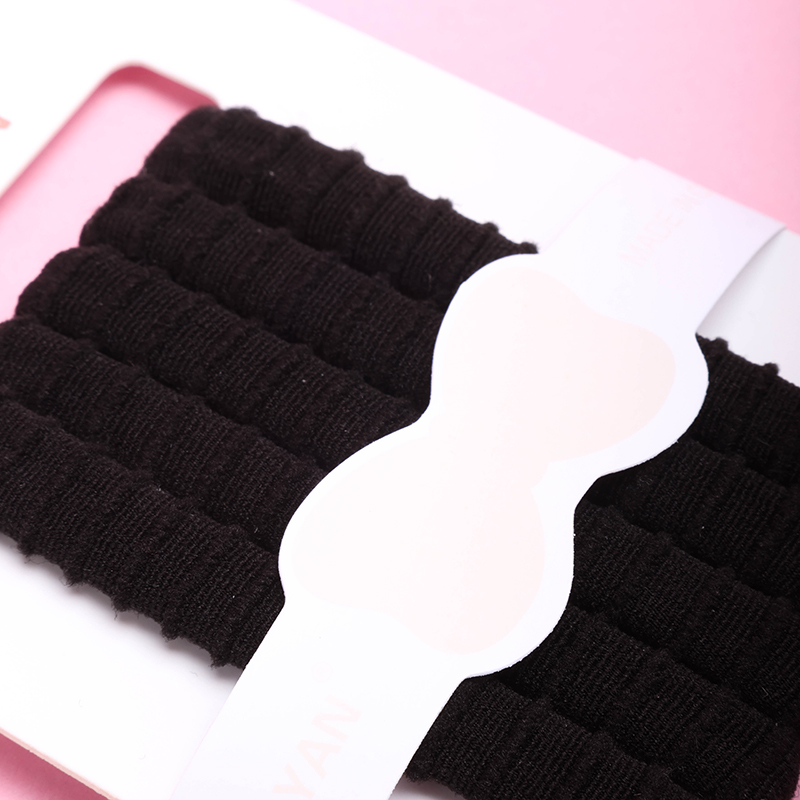 Boxed Five Black Bamboo Cotton Hair Ties