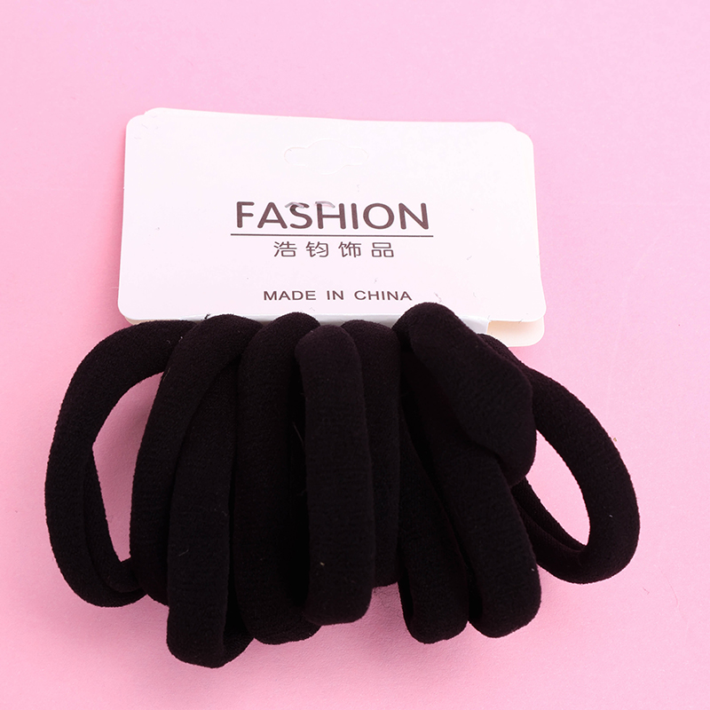 10-Pack Black Cotton Rubber Hair Ties