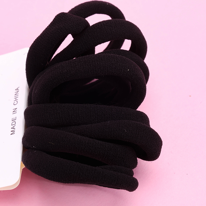 10-Pack Black Cotton Rubber Hair Ties
