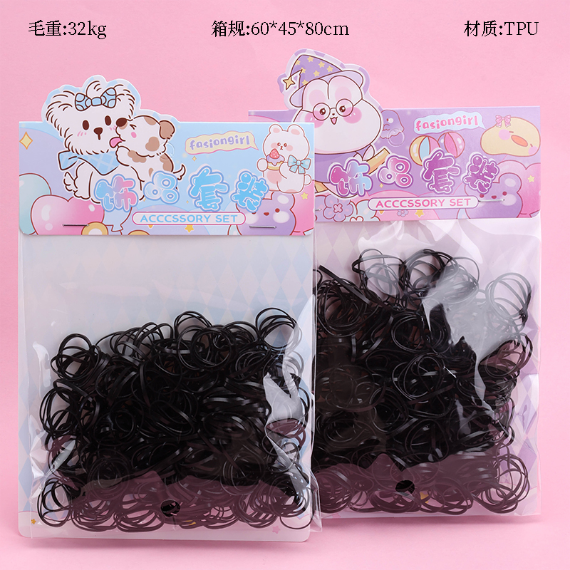 MXM-196 TPU Black Hair Ties 12-Pack
