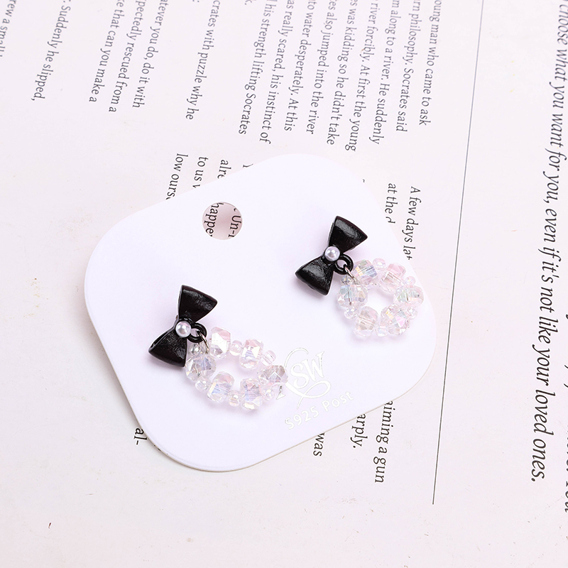 French Crystal Bow Ear Stud
