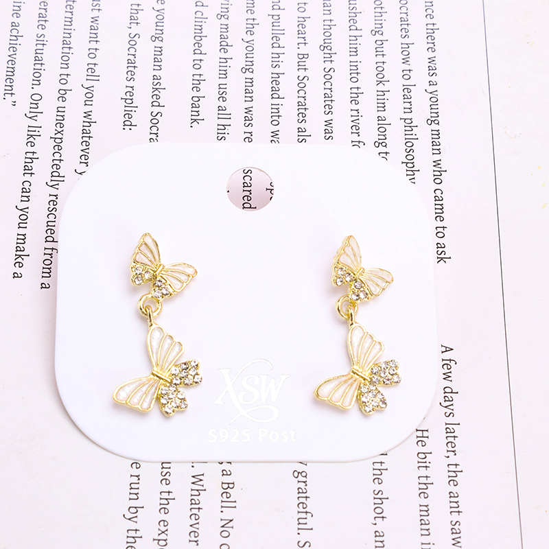 Two Diamond Butterfly Ear Stud