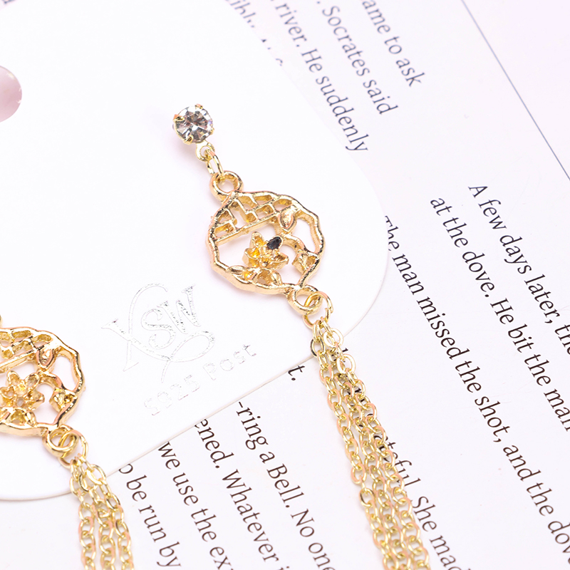 Long Chinese Tassel Diamond Ear Stud