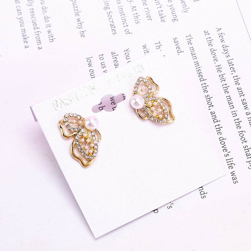 Semi-Hollow Diamond Butterfly Ear Stud